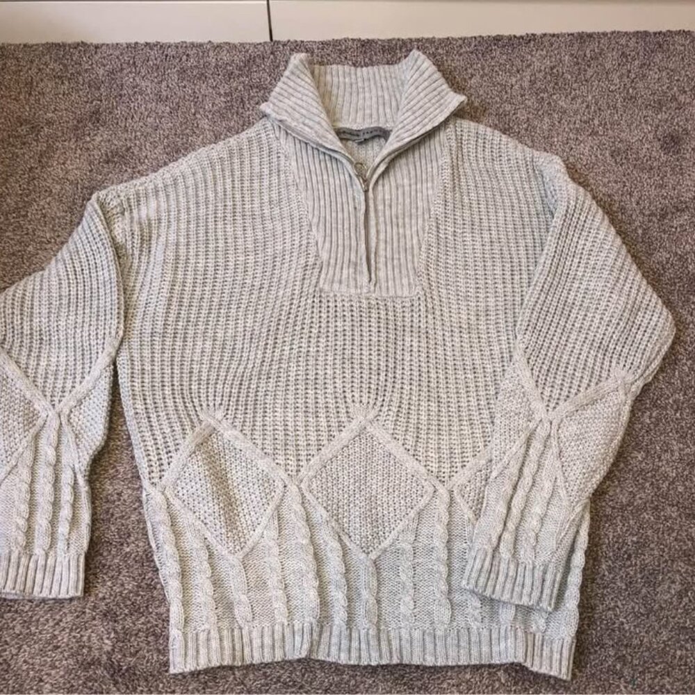Womens Absolutely famous Grey Knit Sweater half zip size extra large xl